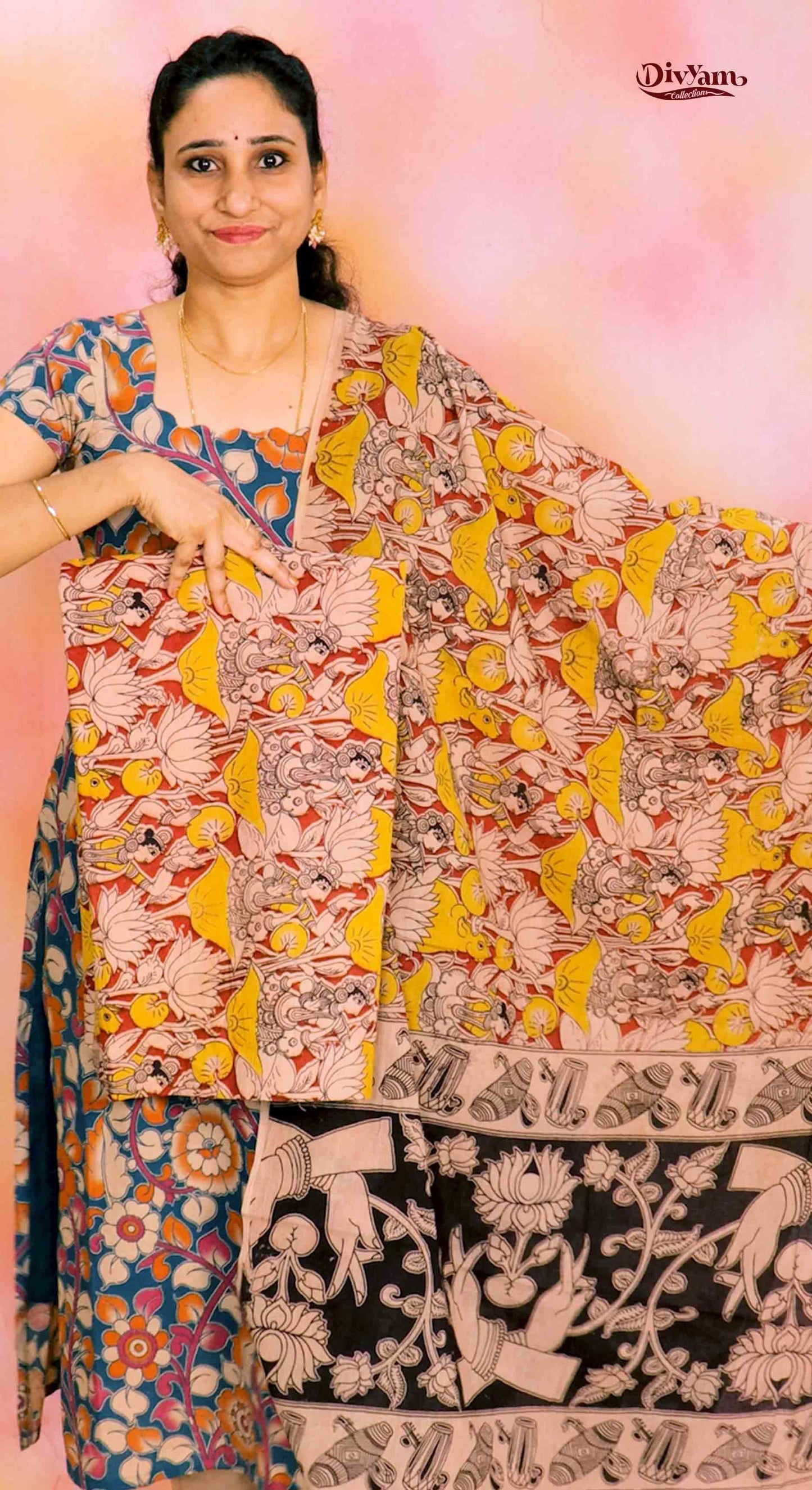 DC219 | Pure Cotton Dress Materials with Kalamkari  Print – 2 Piece Sets