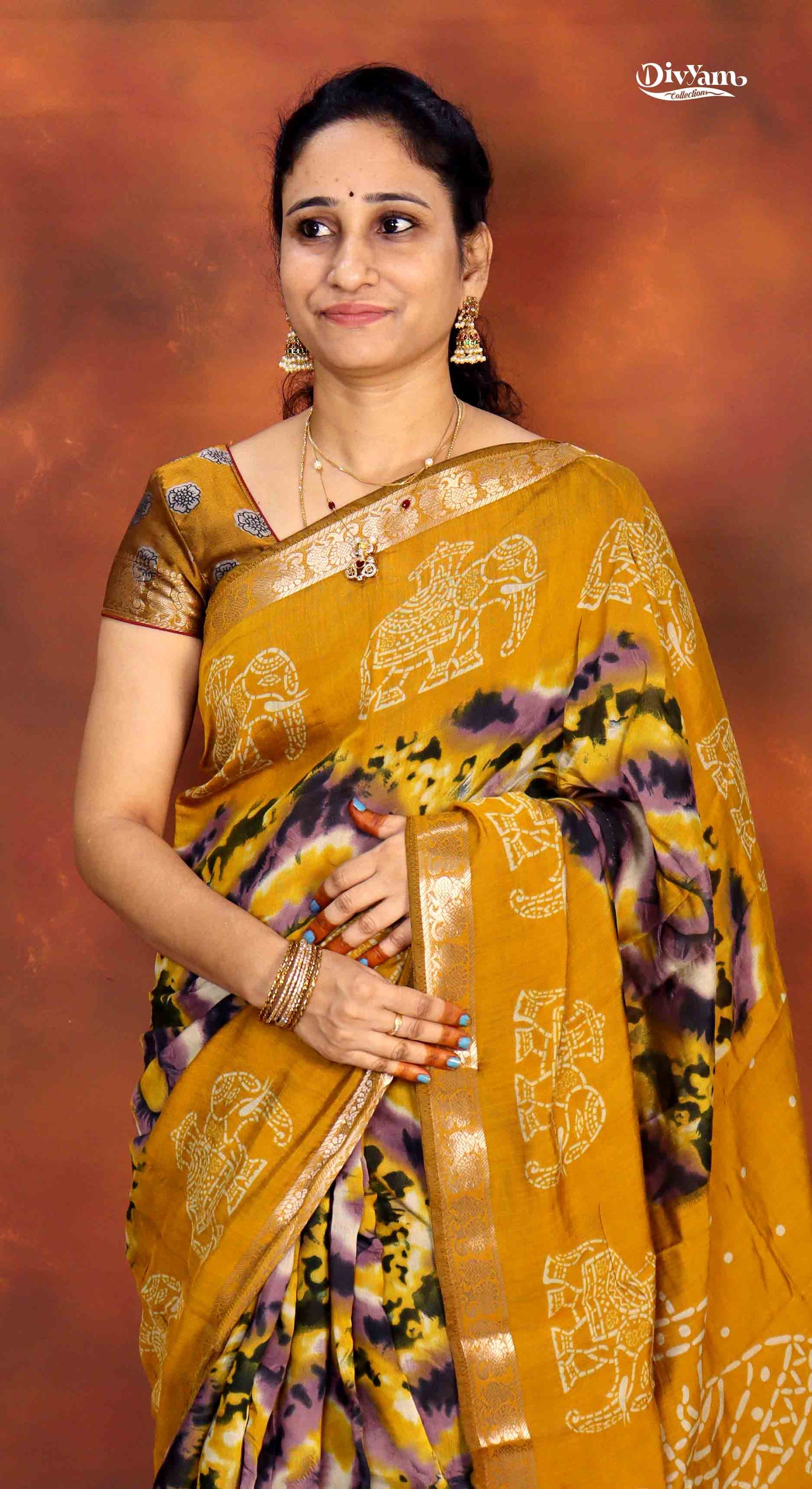 Mangalagiri Silk Saree with Shibori Print & Running Blouse | DC250