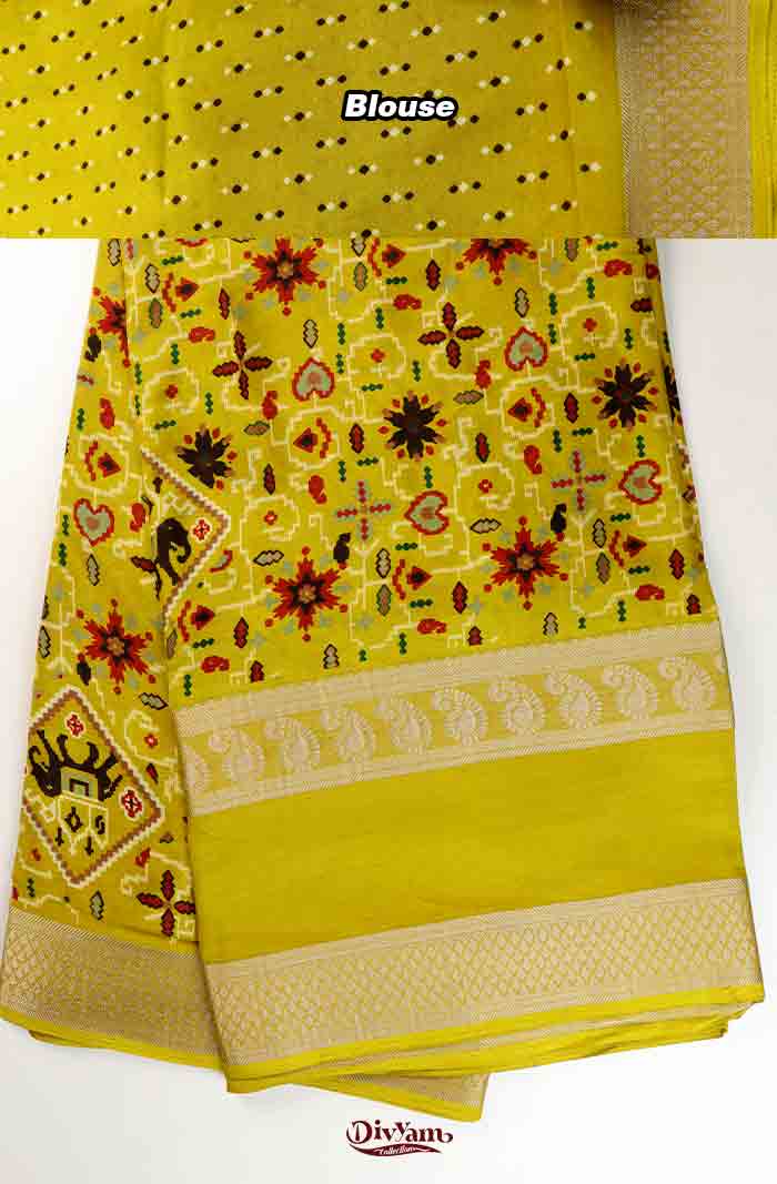 DC324 | Fancy Patola Design Saree with Contrast Gap Border