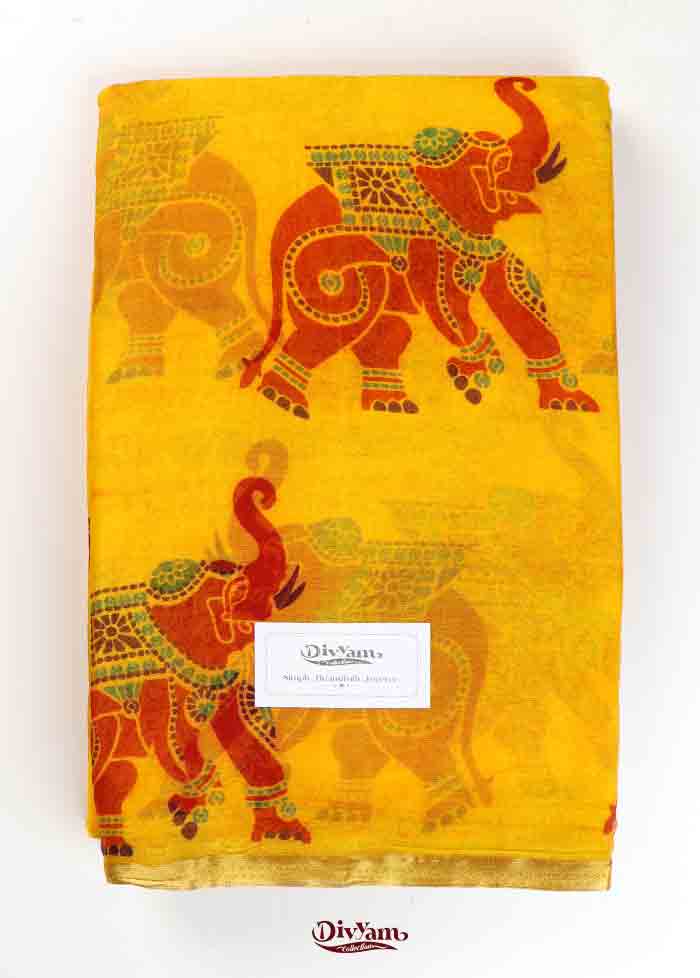 DC321  Lightweight Chiffon Saree with Kalamkari Designs