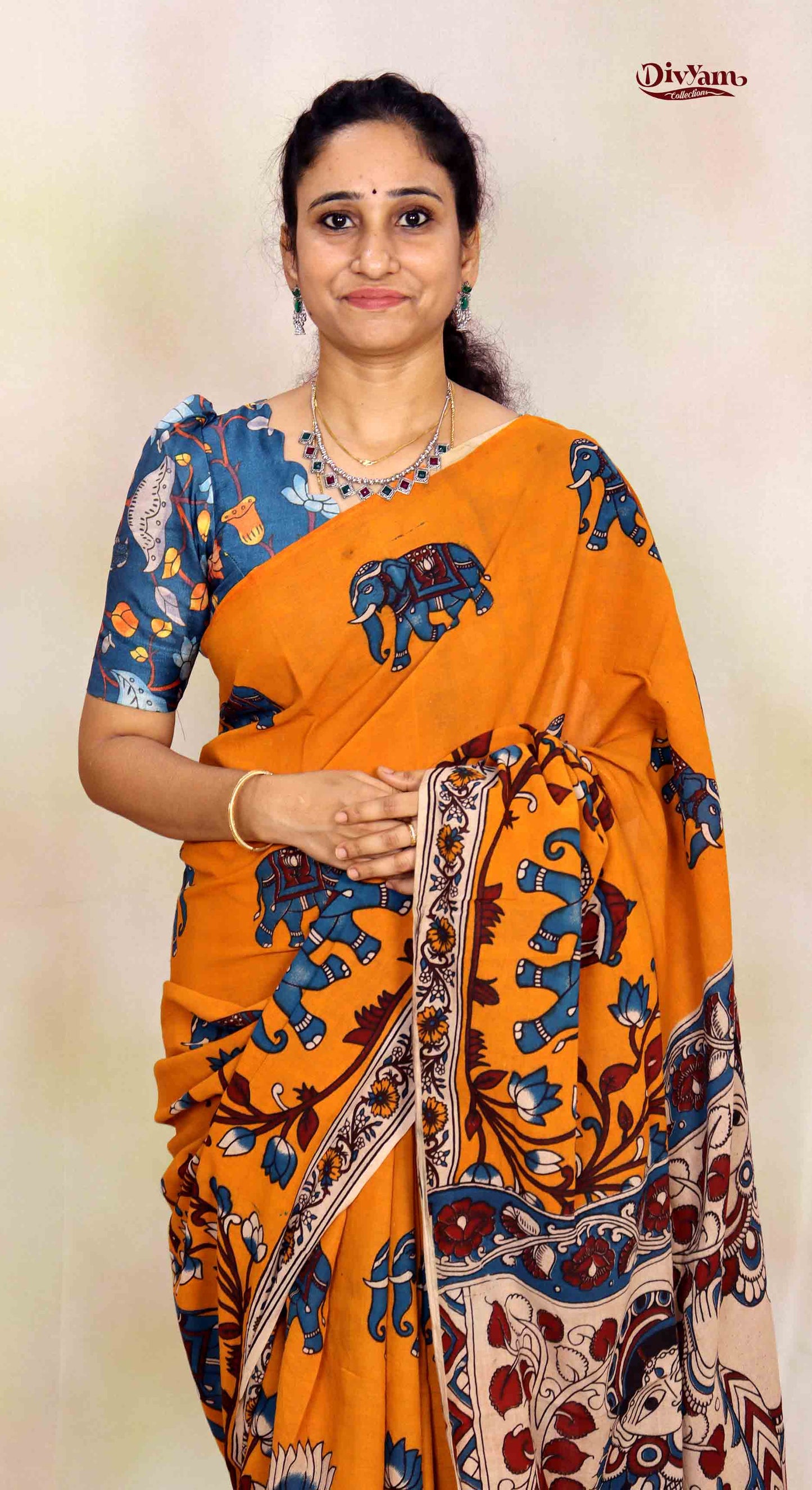 DC229 | Cotton Kalamkari Saree with Running Blouse