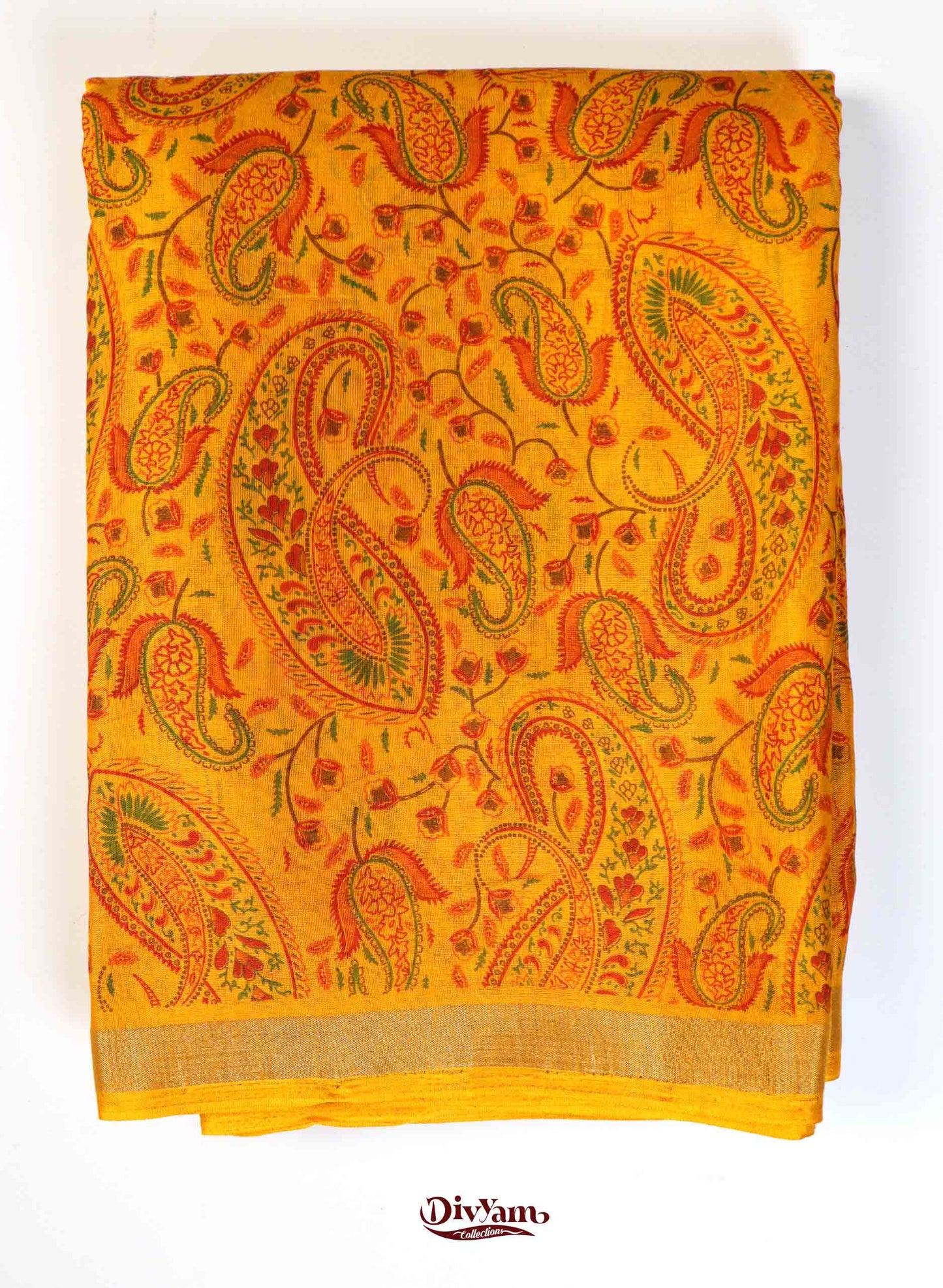 DC184 | Budget Cotton Blend Tassel Silk Saree with Kashmiri Style Print & Plain Blouse | ₹687 Collection