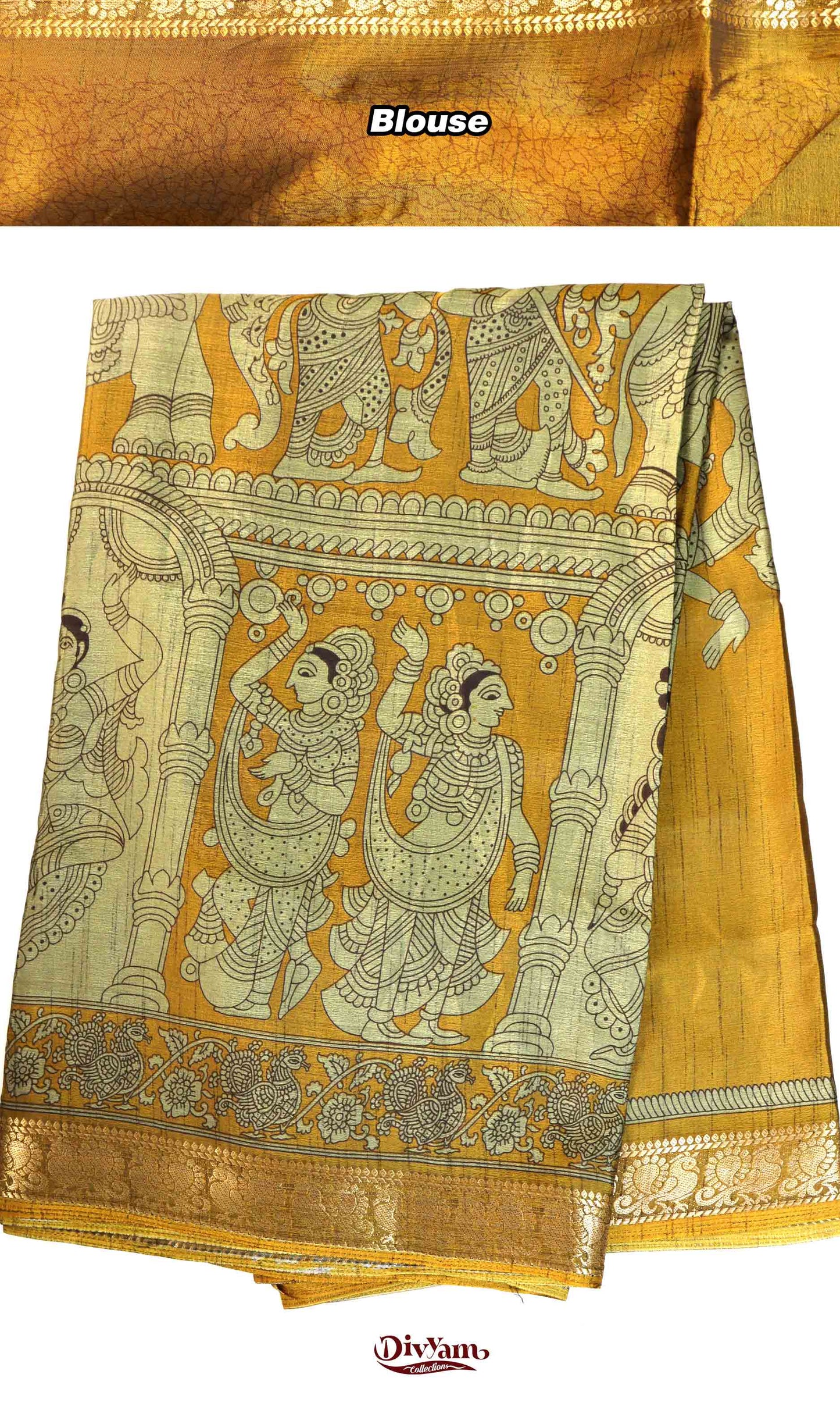DC198 | Maheshwari Silk Pen Kalamkari Saree with Narayanpet Border