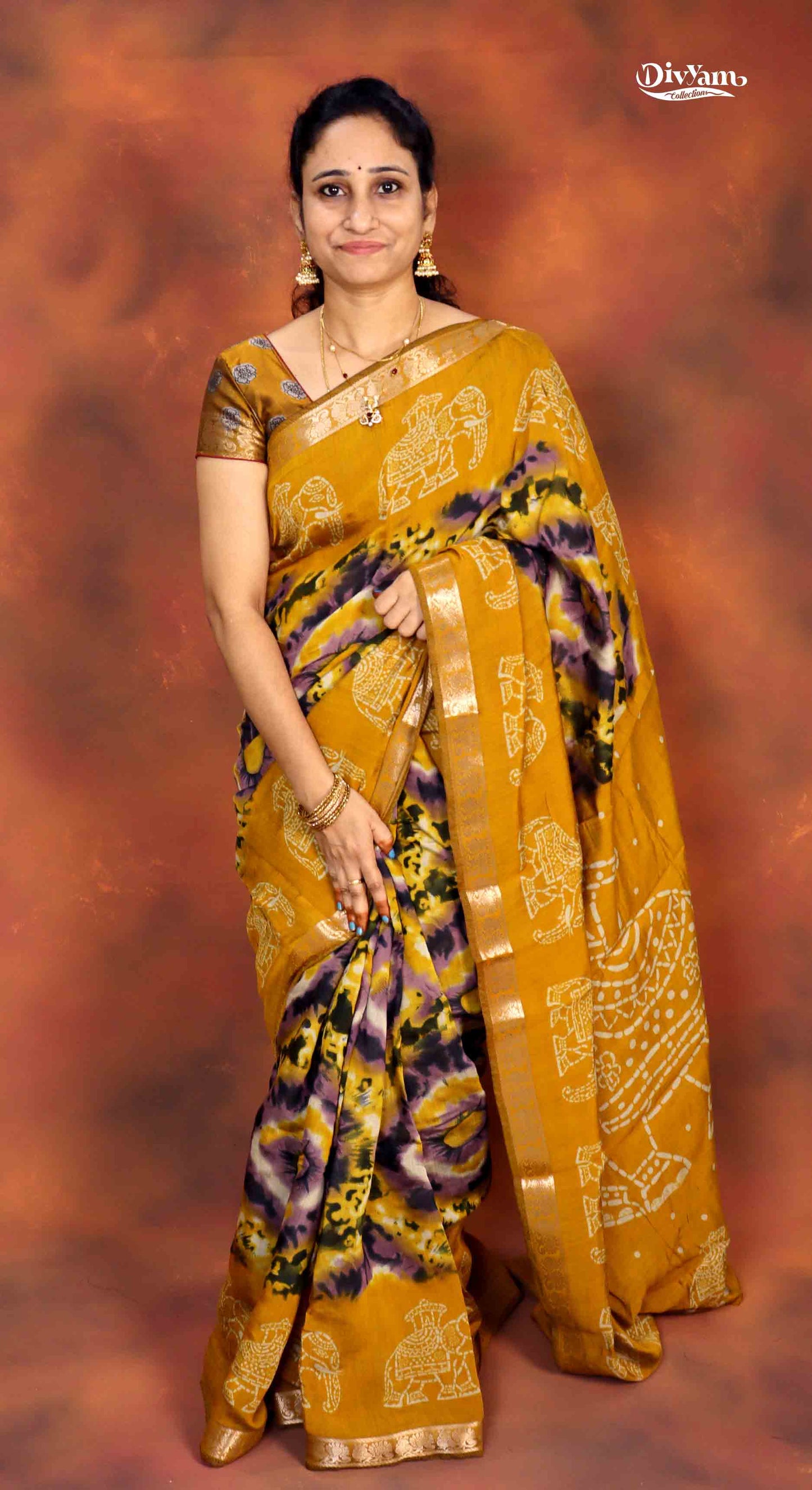 Mangalagiri Silk Saree with Shibori Print & Running Blouse | DC250