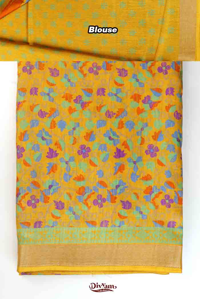DC317 | Soft Fancy Silk Saree with Floral Design & Running Blouse