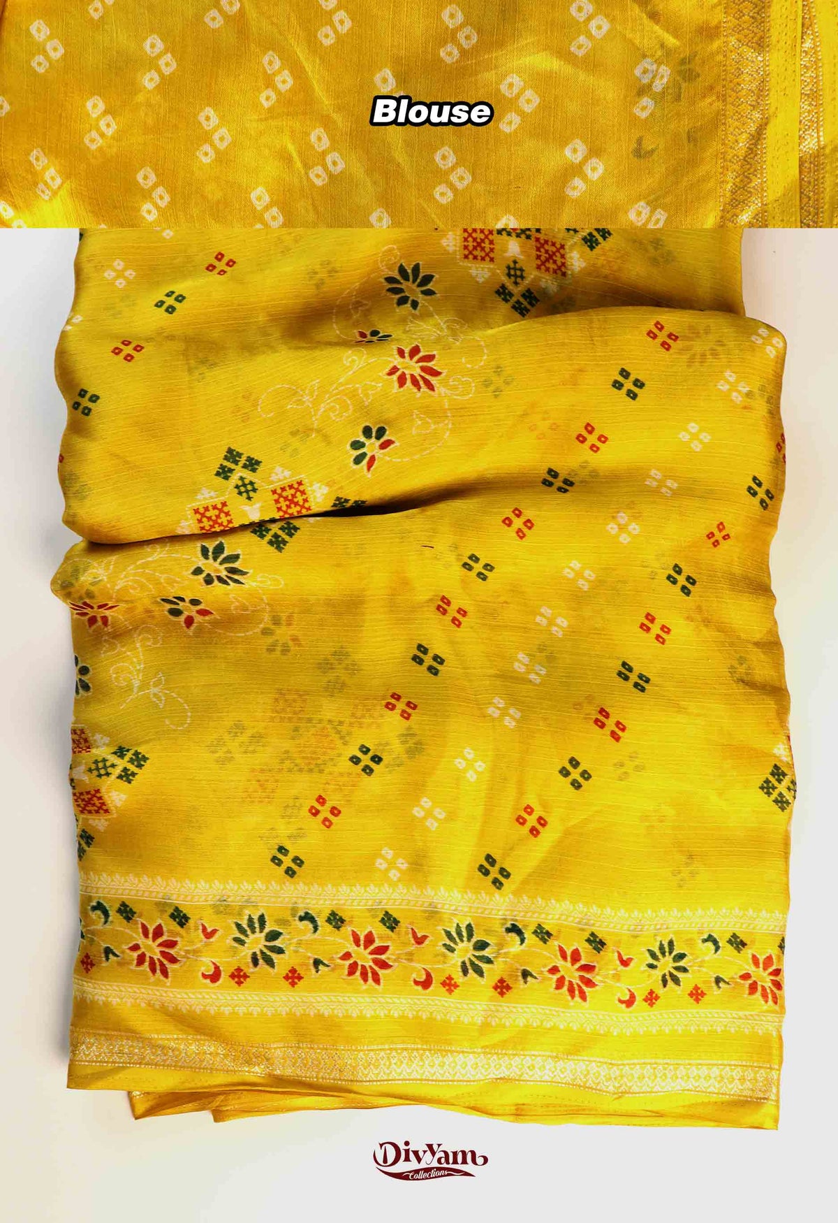 DC289 | Soft Chinon Crepe Saree with Floral Design & Running Blouse