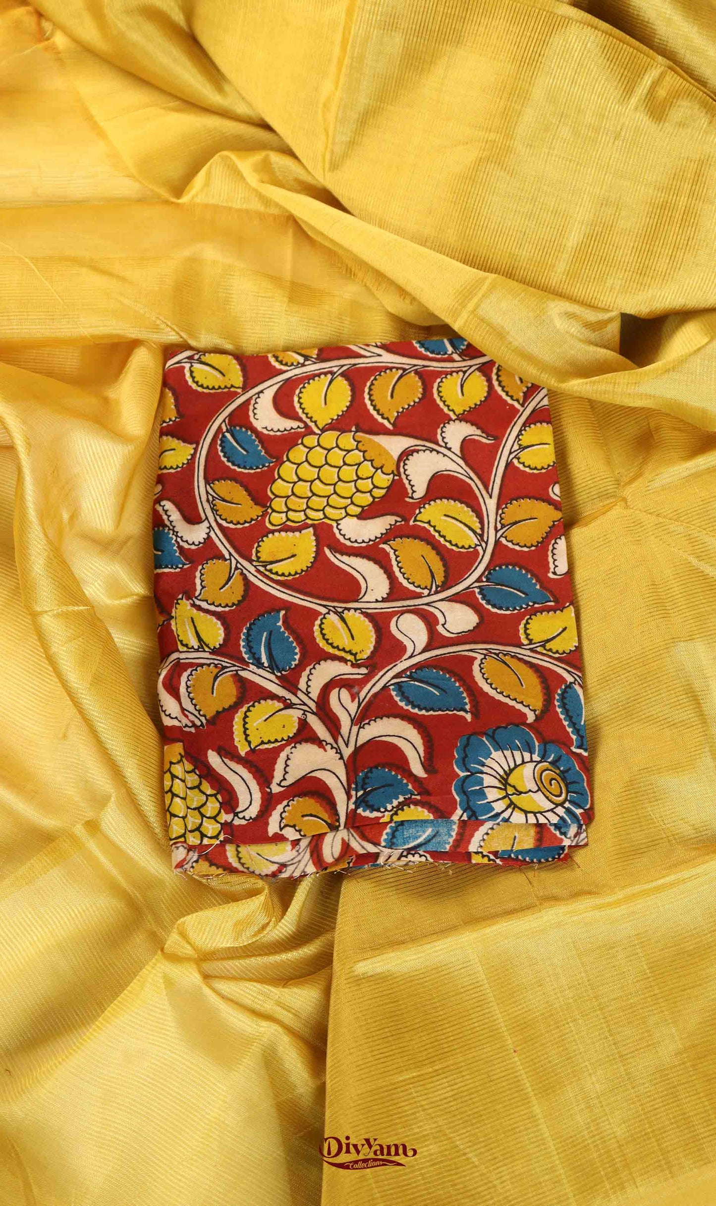 Pure Handloom Saree with Extra Kalamkari Blouse | Premium Handwoven Saree | DC243