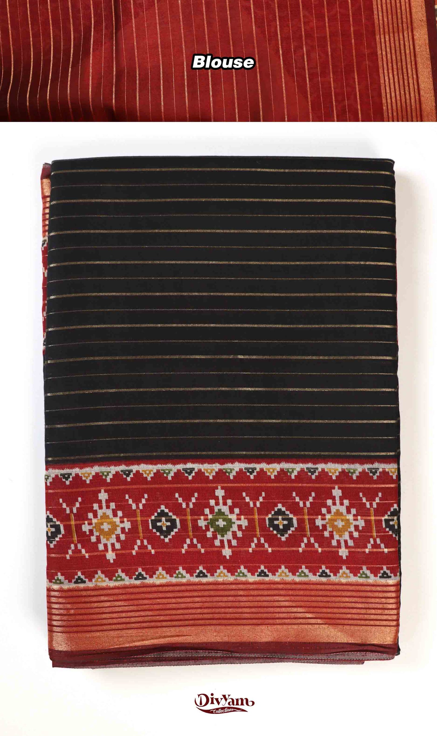 DC228 | Mangalagiri Silk Saree with Zari Lines & Ikat Patola Border
