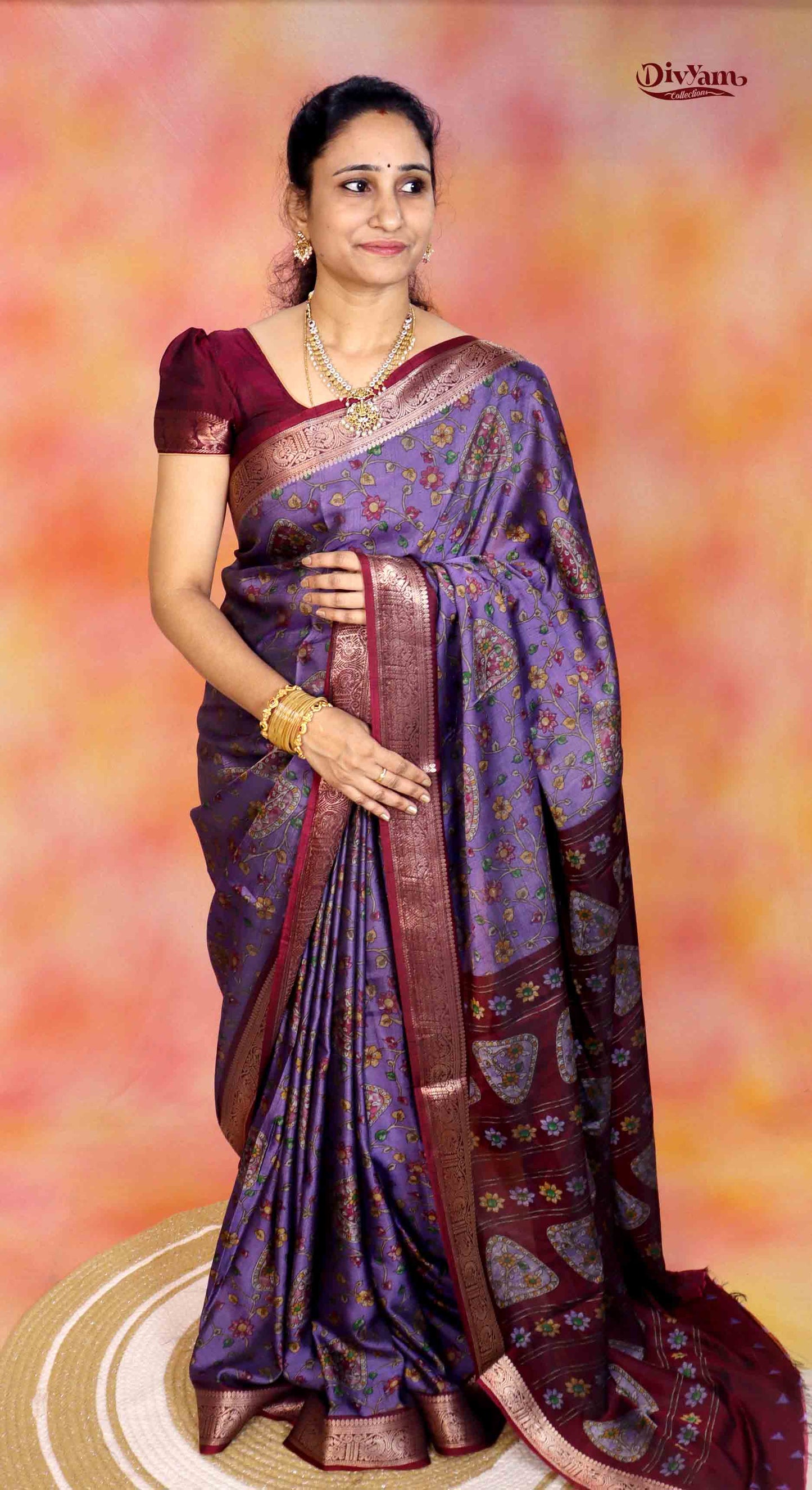 DC265 | Modal Silk Saree with Kalamkari Design & Running Blouse
