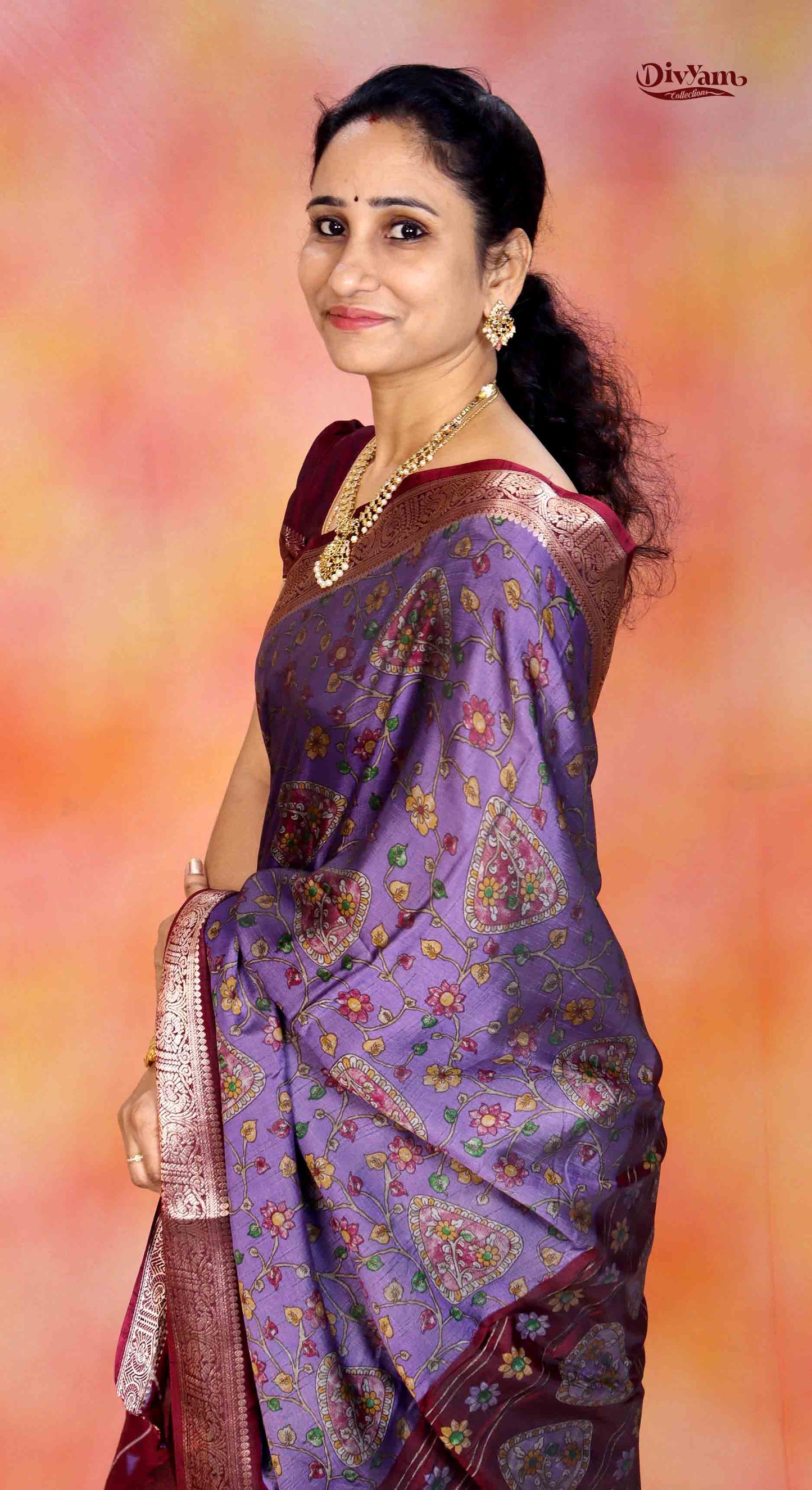 DC265 | Modal Silk Saree with Kalamkari Design & Running Blouse