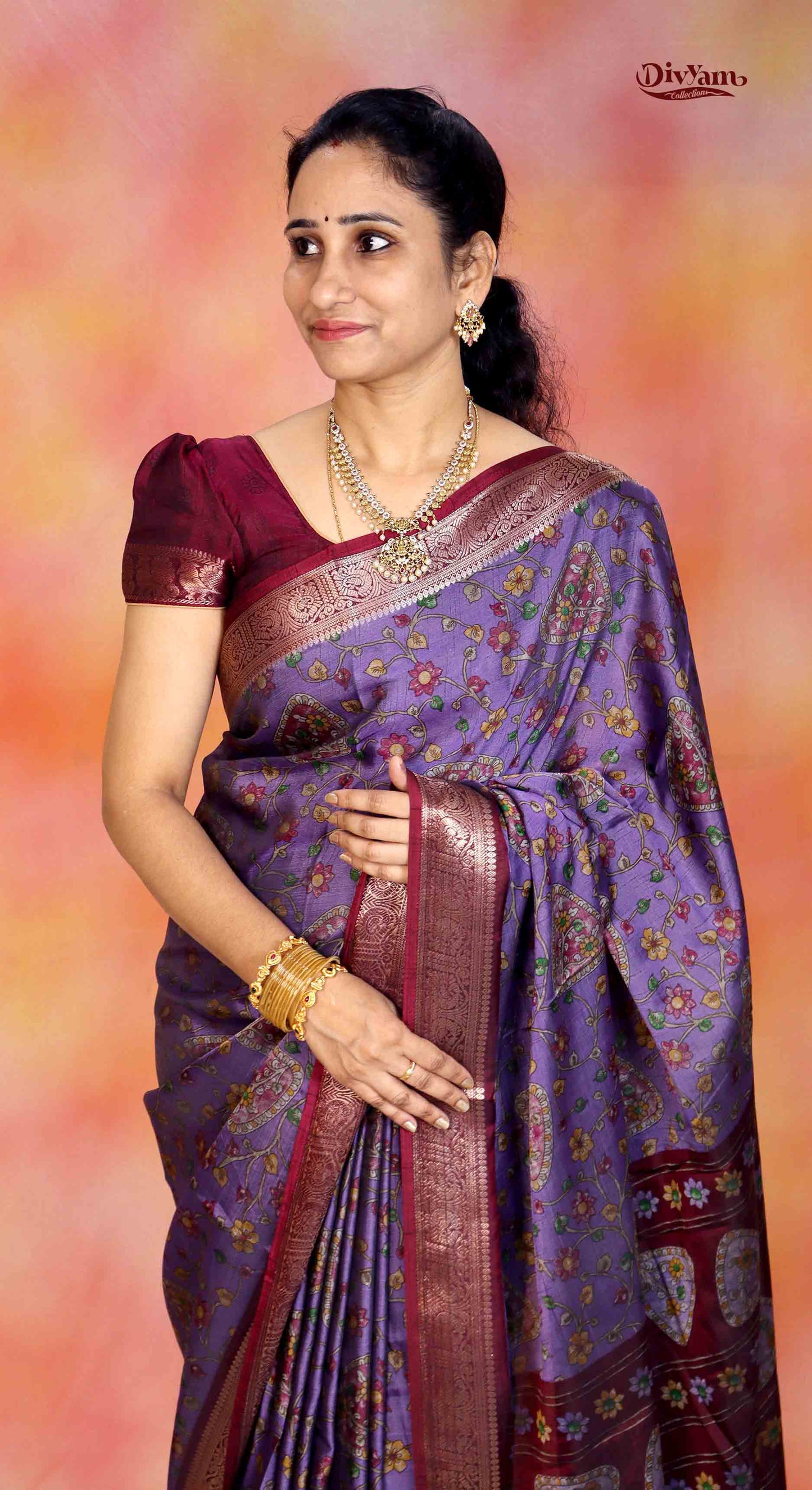 DC265 | Modal Silk Saree with Kalamkari Design & Running Blouse