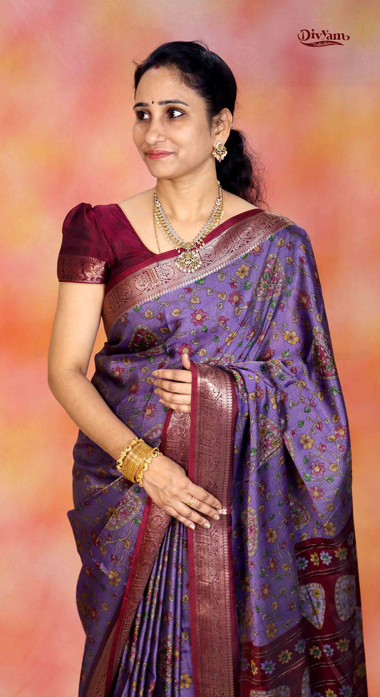DC265 | Modal Silk Saree with Kalamkari Design & Running Blouse