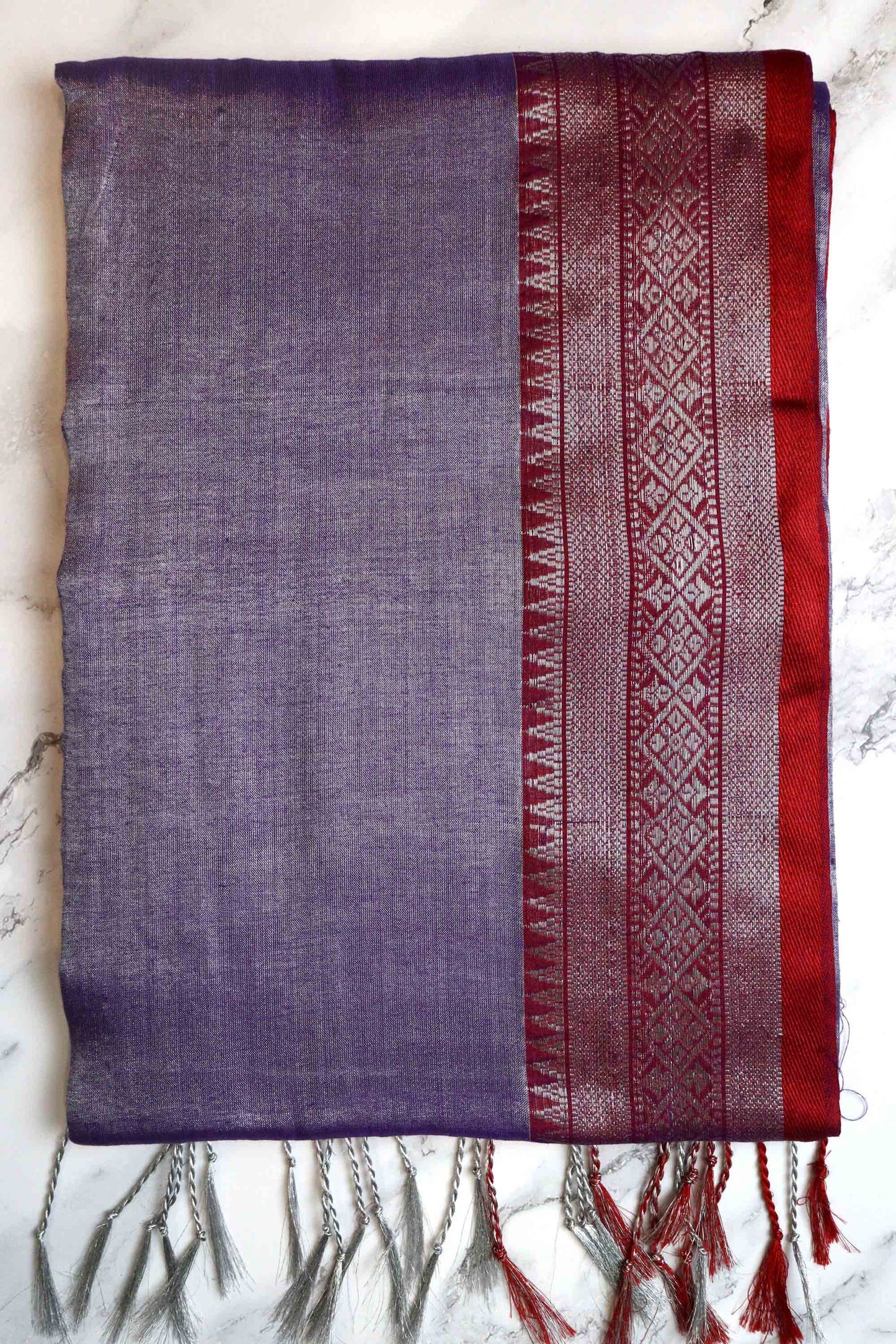 DC109 | Tissue Cotton Dual Tone Saree with Silver & Gold Zari | Lightweight Elegant Saree