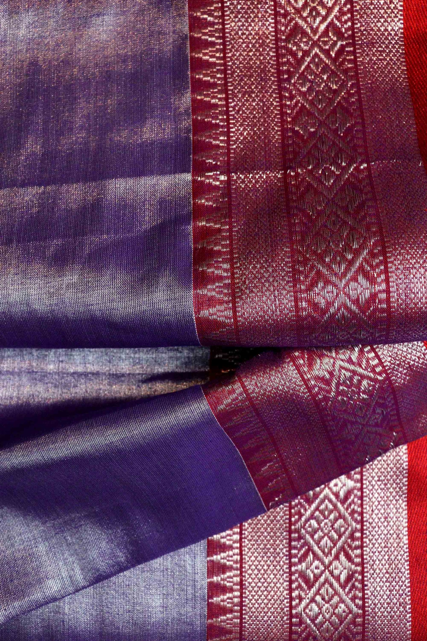 DC109 | Tissue Cotton Dual Tone Saree with Silver & Gold Zari | Lightweight Elegant Saree