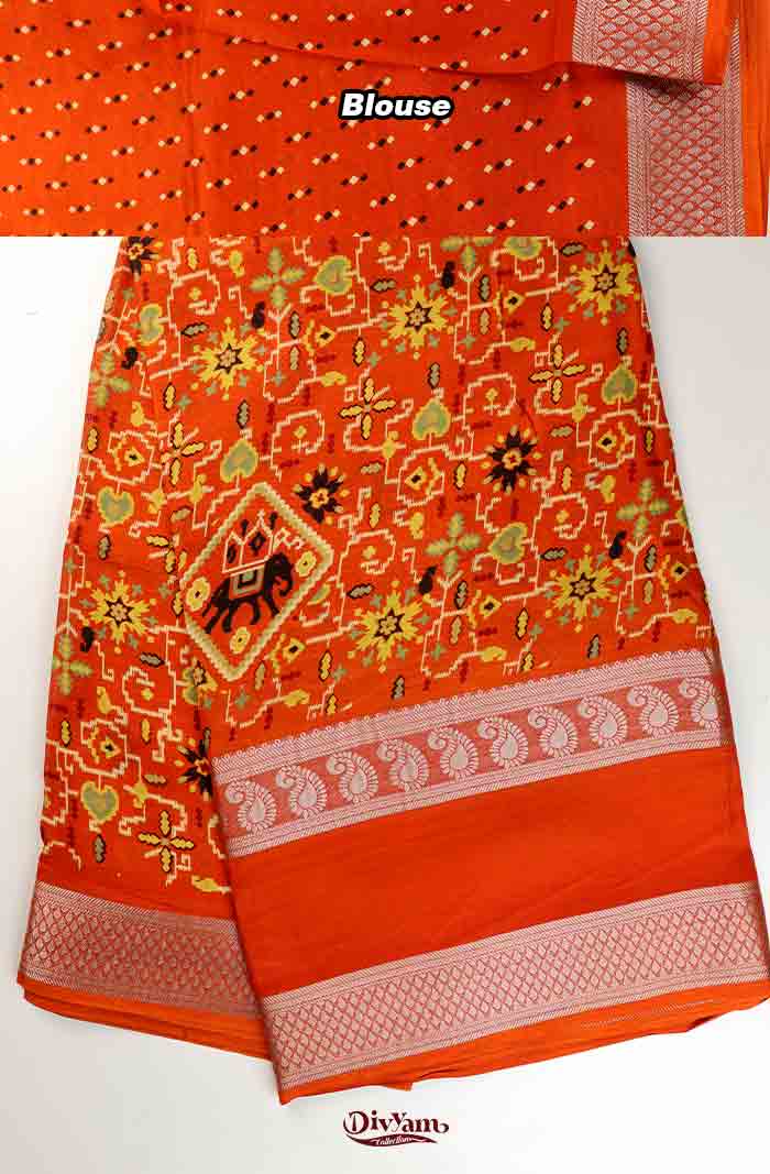 DC324 | Fancy Patola Design Saree with Contrast Gap Border