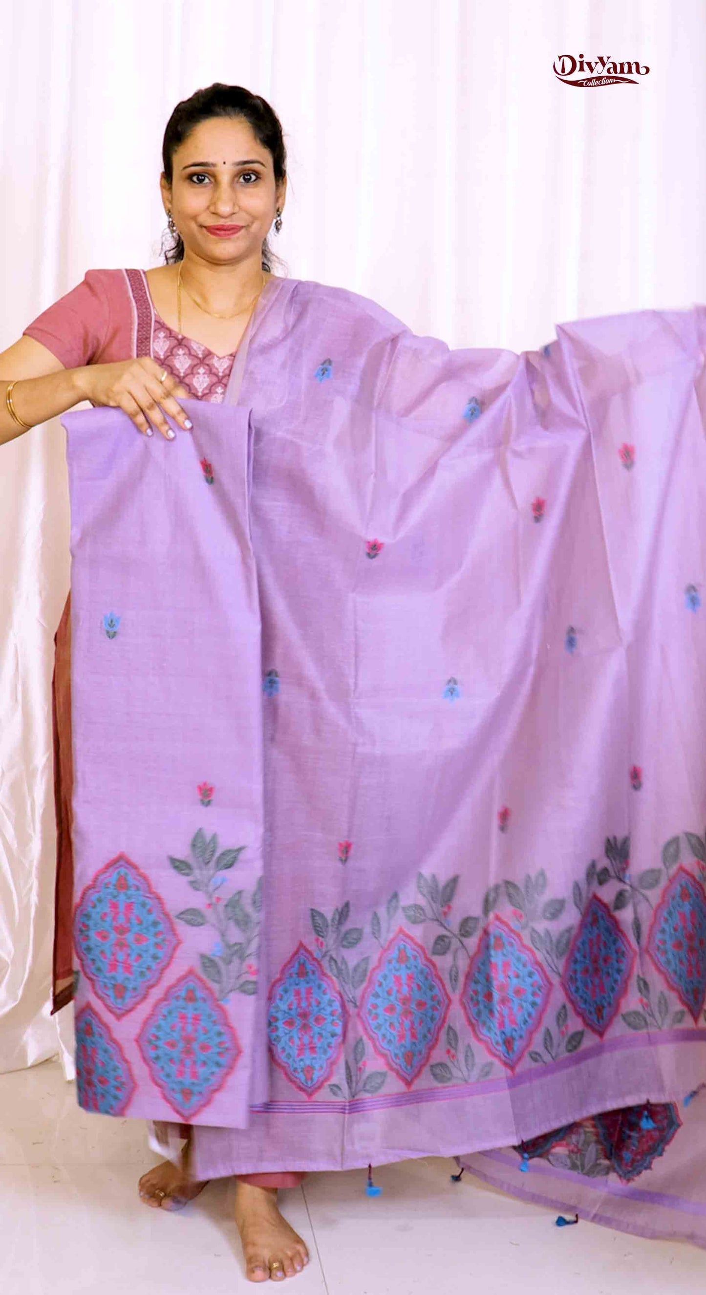 DC206 | Pure Jamdhani Cotton Linen 3 Piece Dress Material Sets