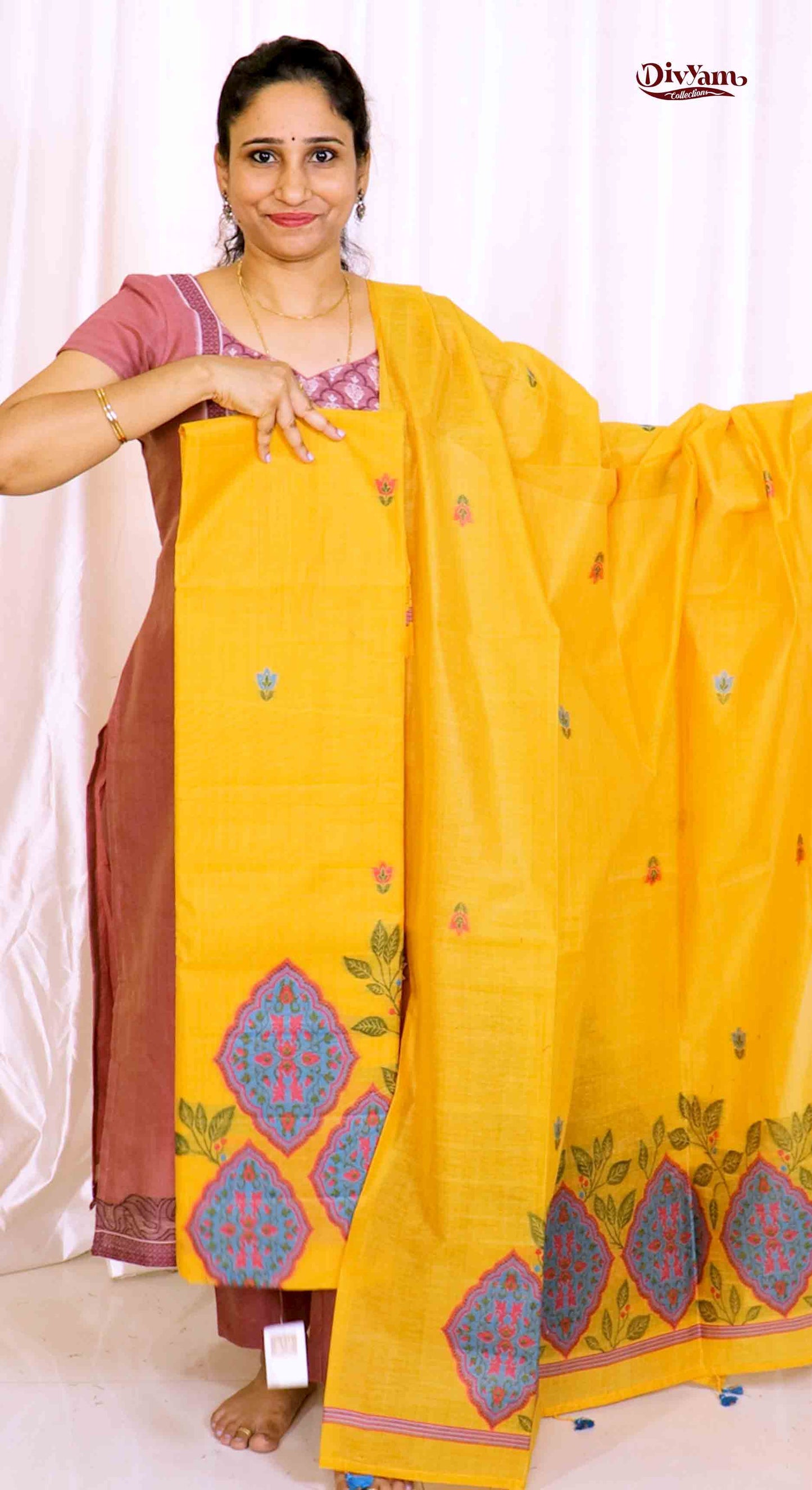 DC206 | Pure Jamdhani Cotton Linen 3 Piece Dress Material Sets